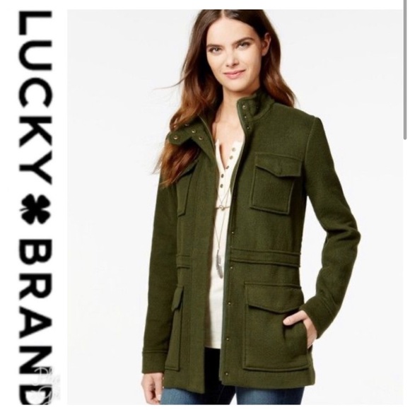 Lucky Brand Jackets & Blazers - Lucky Brand Olive Green Military Style Field Jacket Wool Blend